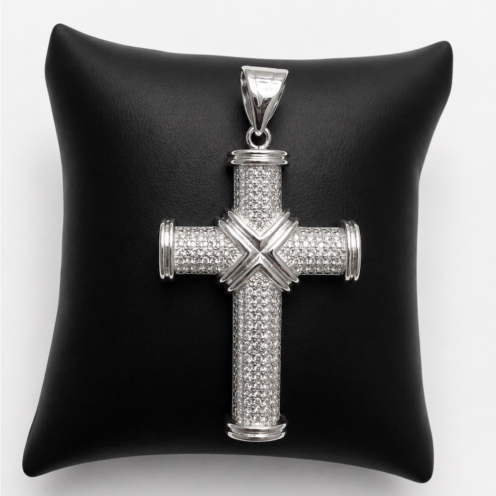 925 Sterling Silver CUBIC ZIRCONIA Cross Men’s Pendant